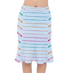 Crayon Background School Paper Short Mermaid Skirt