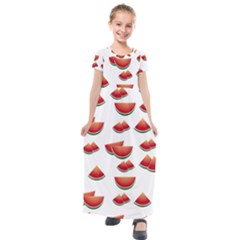 Summer Watermelon Pattern Kids  Short Sleeve Maxi Dress by Dutashop