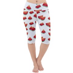 Summer Watermelon Pattern Lightweight Velour Cropped Yoga Leggings by Dutashop