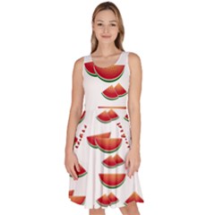 Summer Watermelon Pattern Knee Length Skater Dress With Pockets