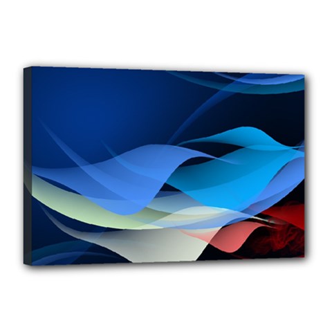 Flower Background Blue Design Canvas 18  X 12  (stretched)
