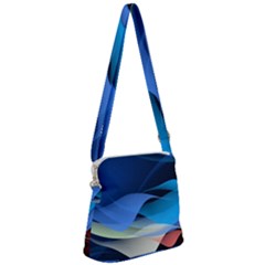 Flower Background Blue Design Zipper Messenger Bag by Dutashop