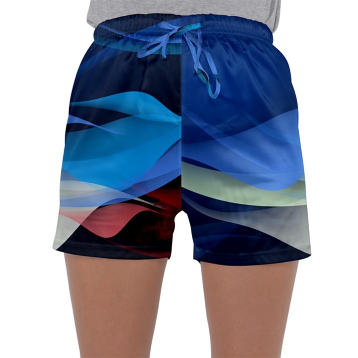 Flower Background Blue Design Sleepwear Shorts
