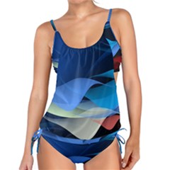 Flower Background Blue Design Tankini Set