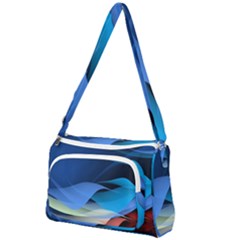 Flower Background Blue Design Front Pocket Crossbody Bag