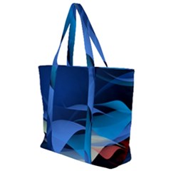 Flower Background Blue Design Zip Up Canvas Bag by Dutashop