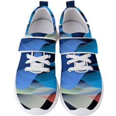 Flower Background Blue Design Men s Velcro Strap Shoes
