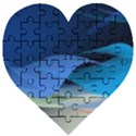 Flower Background Blue Design Wooden Puzzle Heart View1