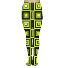 Green Pattern Square Squares Tights