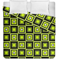 Green Pattern Square Squares Duvet Cover Double Side (king Size) by Dutashop