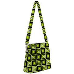 Green Pattern Square Squares Zipper Messenger Bag by Dutashop