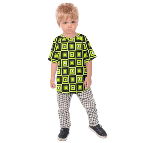 Green Pattern Square Squares Kids  Raglan Tee by Dutashop