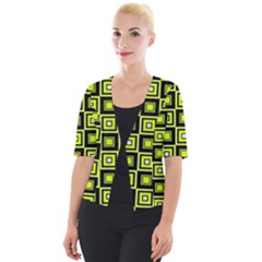 Green Pattern Square Squares Cropped Button Cardigan by Dutashop