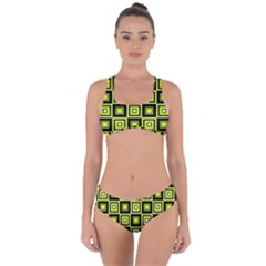 Green Pattern Square Squares Criss Cross Bikini Set by Dutashop