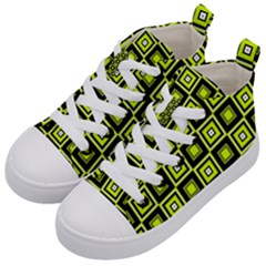 Green Pattern Square Squares Kids  Mid-top Canvas Sneakers by Dutashop