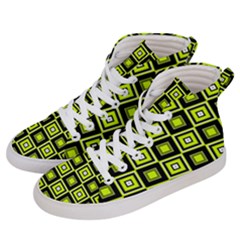 Green Pattern Square Squares Women s Hi-top Skate Sneakers