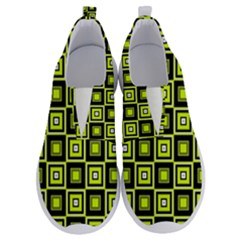 Green Pattern Square Squares No Lace Lightweight Shoes