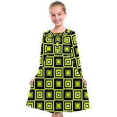 Green Pattern Square Squares Kids  Midi Sailor Dress