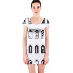Battery Icons Charge Short Sleeve Bodycon Dress