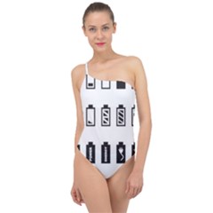 Battery Icons Charge Classic One Shoulder Swimsuit by Dutashop