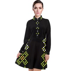 Pattern Background Vector Seamless Long Sleeve Chiffon Shirt Dress by Dutashop