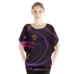 Background Abstract Star Batwing Chiffon Blouse