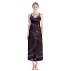 Background Abstract Star Button Up Chiffon Maxi Dress by Dutashop
