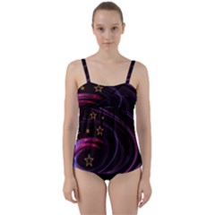 Background Abstract Star Twist Front Tankini Set by Dutashop