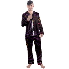 Background Abstract Star Men s Long Sleeve Satin Pajamas Set