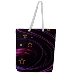 Background Abstract Star Full Print Rope Handle Tote (large)