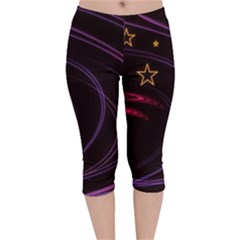 Background Abstract Star Velvet Capri Leggings  by Dutashop