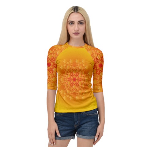 Fractal Yellow Orange Quarter Sleeve Raglan Tee by Dutashop