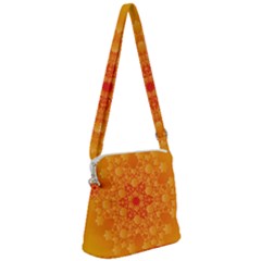 Fractal Yellow Orange Zipper Messenger Bag