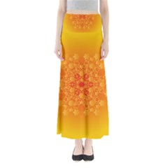 Fractal Yellow Orange Full Length Maxi Skirt