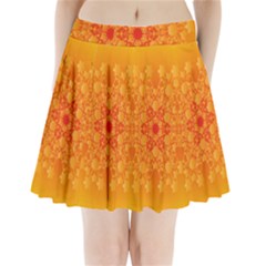 Fractal Yellow Orange Pleated Mini Skirt by Dutashop