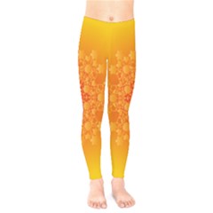 Fractal Yellow Orange Kids  Leggings by Dutashop