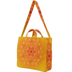 Fractal Yellow Orange Square Shoulder Tote Bag