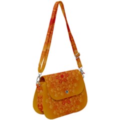 Fractal Yellow Orange Saddle Handbag by Dutashop