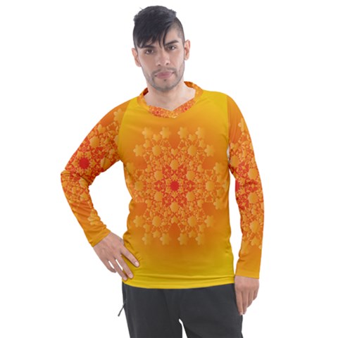 Fractal Yellow Orange Men s Pique Long Sleeve Tee by Dutashop