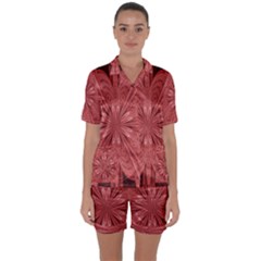 Background Floral Pattern Satin Short Sleeve Pajamas Set