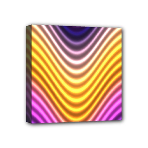 Wave Line Waveform Sound Orange Mini Canvas 4  X 4  (stretched) by Dutashop