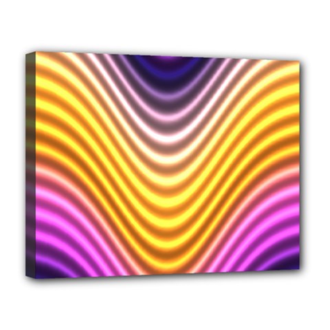 Wave Line Waveform Sound Orange Canvas 14  X 11  (stretched)