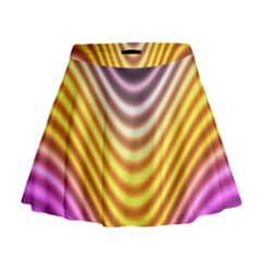 Wave Line Waveform Sound Orange Mini Flare Skirt