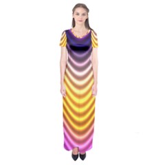 Wave Line Waveform Sound Orange Short Sleeve Maxi Dress by Dutashop