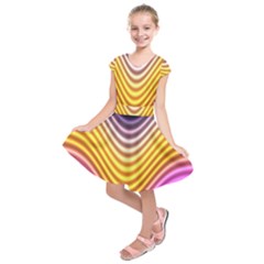Wave Line Waveform Sound Orange Kids  Short Sleeve Dress by Dutashop