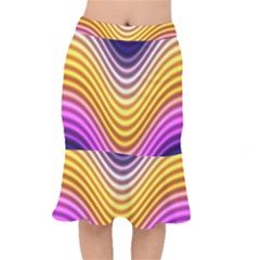 Wave Line Waveform Sound Orange Short Mermaid Skirt