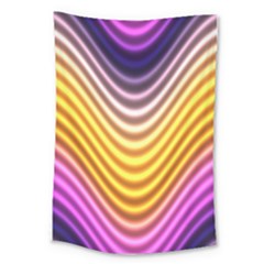 Wave Line Waveform Sound Orange Large Tapestry