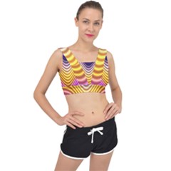 Wave Line Waveform Sound Orange V-back Sports Bra