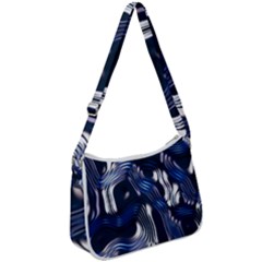 Structure Blue Background Zip Up Shoulder Bag by Dutashop