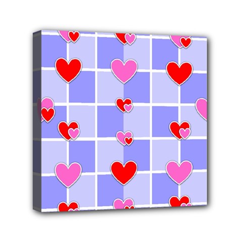 Love Hearts Valentine Decorative Mini Canvas 6  X 6  (stretched)